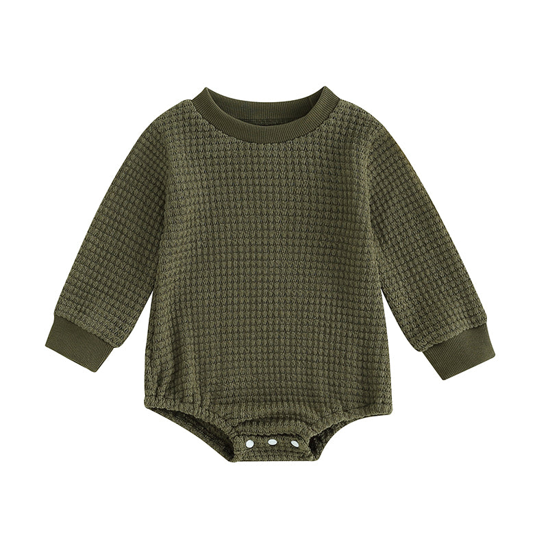 2023-06-23 Lioraitiin 0-18M Baby Boys Autumn Winter Bodysuit Casual Jumpsuit Infant Solid Long Sleeve Crew Neck Jumpsuit - AMULET RING STORE