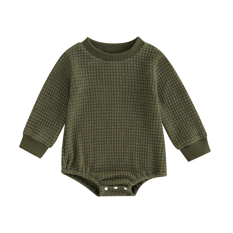 2023-06-23 Lioraitiin 0-18M Baby Boys Autumn Winter Bodysuit Casual Jumpsuit Infant Solid Long Sleeve Crew Neck Jumpsuit - AMULET RING STORE