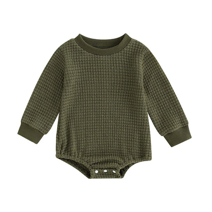 2023-06-23 Lioraitiin 0-18M Baby Boys Autumn Winter Bodysuit Casual Jumpsuit Infant Solid Long Sleeve Crew Neck Jumpsuit - AMULET RING STORE