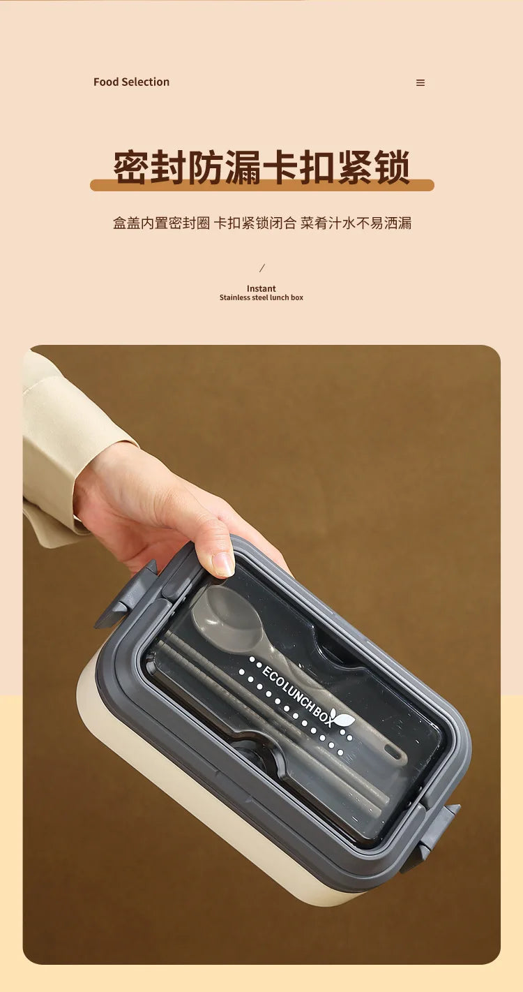 304 stainless steel lunch box for kids adult portable Microwavable insulated bento compartment multilayer food storage container - AMULET RING STORE