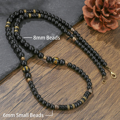 1PC Men's Retro Ethnic Style Africa Stone Necklace for Men Hippie Bohemia Long Beaded Necklace Man Tribal Jewelry Collar Hombre