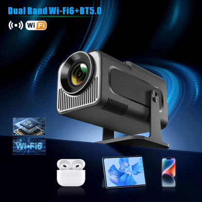 FGHGF HY320 Mini Upgrade Native 720P Android 11 Projector 300ANSI Wifi6 BT5.0 4K Cinema Outdoor Portable 180 ° Rotable Projector