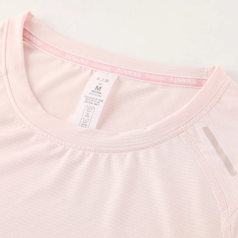 Women Print Running Short Sleeve Slim Elastic Yoga Breathable Mesh Tshirt Female Jogging Training Fashion Solid Fitness Tee - AMULET RING STORE