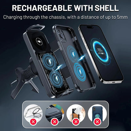 2-in-1 Car Wireless Charger Dual Coil Fold Screen Phone Fast Charging For Samsung Galaxy Z Fold 5 6 Air Vent Car Phone Holder