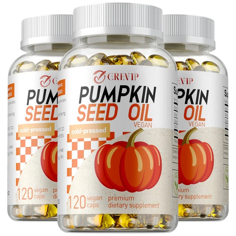 120 Capsules Pumpkin Seed Oil - Promotes Hair Growth, Hair Care, Supporting Prostate Health and Enhance Immunity System