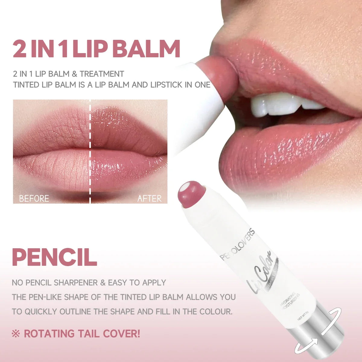 2-in-1 Nude Lipstick Matte Red Lip Balm Moisturizing 6 Colors Sandwich Lipstick Waterproof Long Lasting Non-stick Cup Lip Stick - AMULET RING STORE