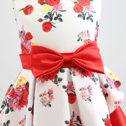 2025 New Girls' Dress - Sleeveless Bow Peplum Dress - Lace Princess Dress - National Day Party Children's Dress