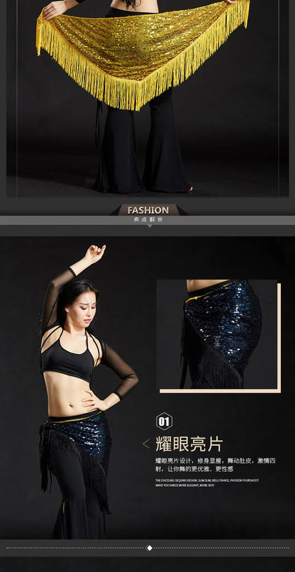 Wholesale Cheap Sexy Women Girls Sequin Triangle Shawl Hip Shawl Belly Dance Belts - AMULET RING STORE