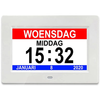 12 Alarms Digital LED Calendar Clock with Multi-Languages to display. Medicine Time Reminder for Elder.Home Desk Wall Decoration