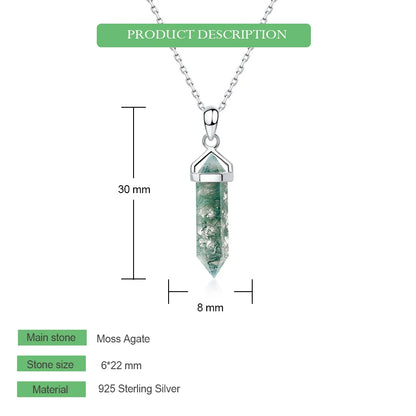 WES 100% 925 Silver Natural Unique Boho Moss Agate Pendant Necklace for Woman Earth Day Forest Jewelry Engagement Gift Wholesale - AMULET RING STORE