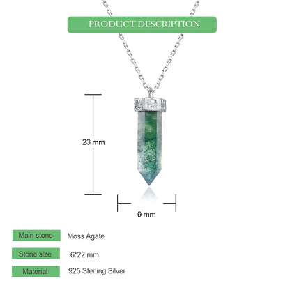 WES 100% 925 Silver Natural Unique Boho Moss Agate Pendant Necklace for Woman Earth Day Forest Jewelry Engagement Gift Wholesale - AMULET RING STORE