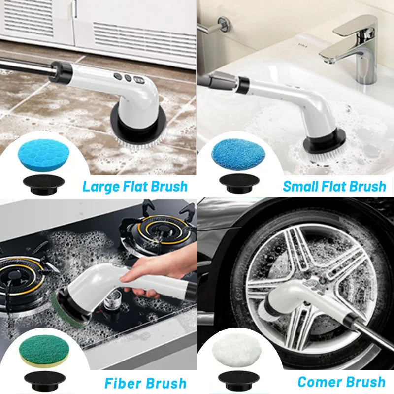 Electric Cleaning Brush with 7PCS Heads Bathroom Kitchen Cordless Handheld Shower Scrubber Spin Cleaner Multifunctional Cleaner - AMULET RING STORE