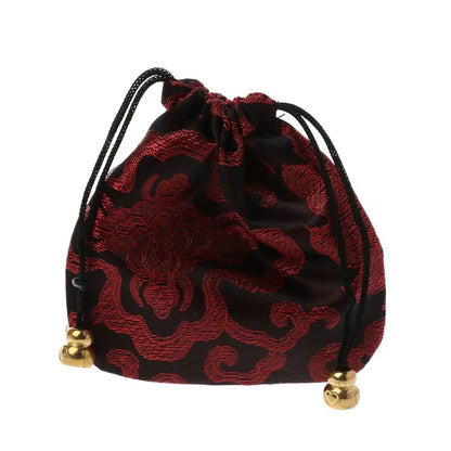 Silk Brocade Jewelry Drawstring Gift Bags Coin Purse Embroidered Candy Chocolate Bag for Wedding Party - AMULET RING STORE