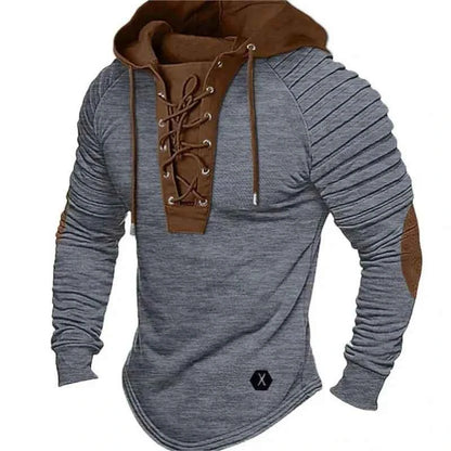 Spring And Autumn New Men's Hoodie Casual Men's Polo Top Fashionable Pleated Hoodie Men's Street Outdoor Long Sleeved Clothing