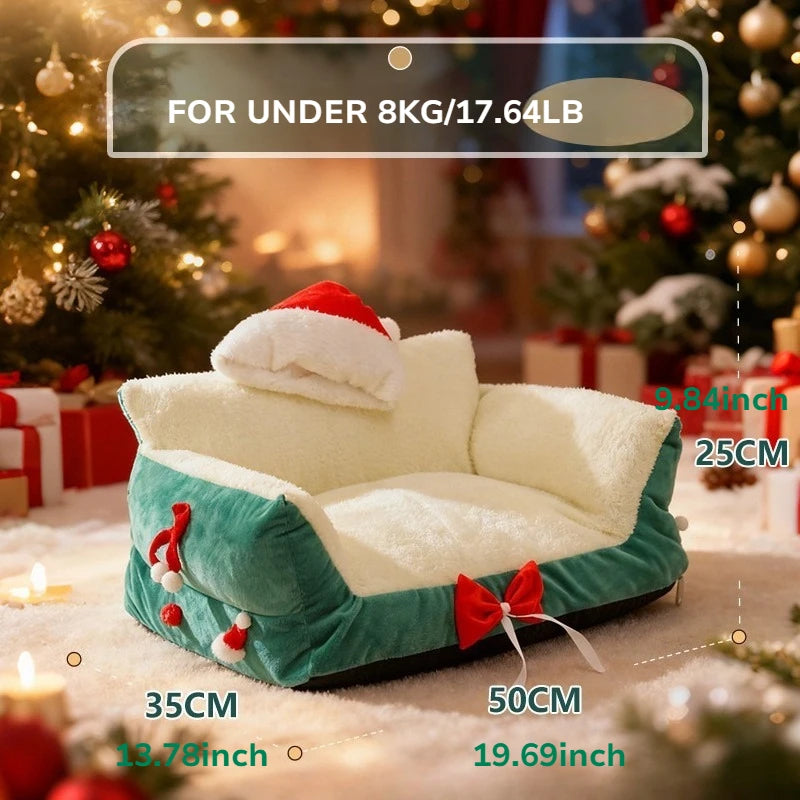 Winter Warm Cat Bed Large Size Removable Washable All Season Pet Sofa Christmas Cat House for Pets