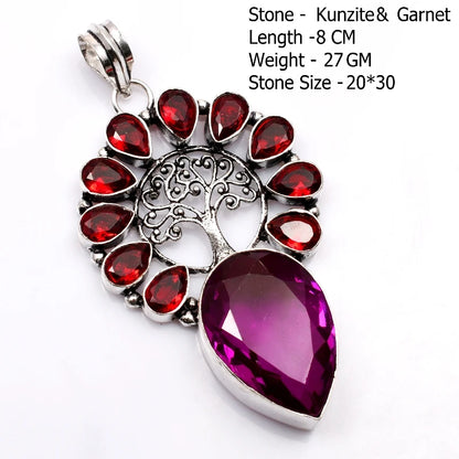 Genuine Blue Topaz Citrine Glass Agate Jasper Amethyst Pendant