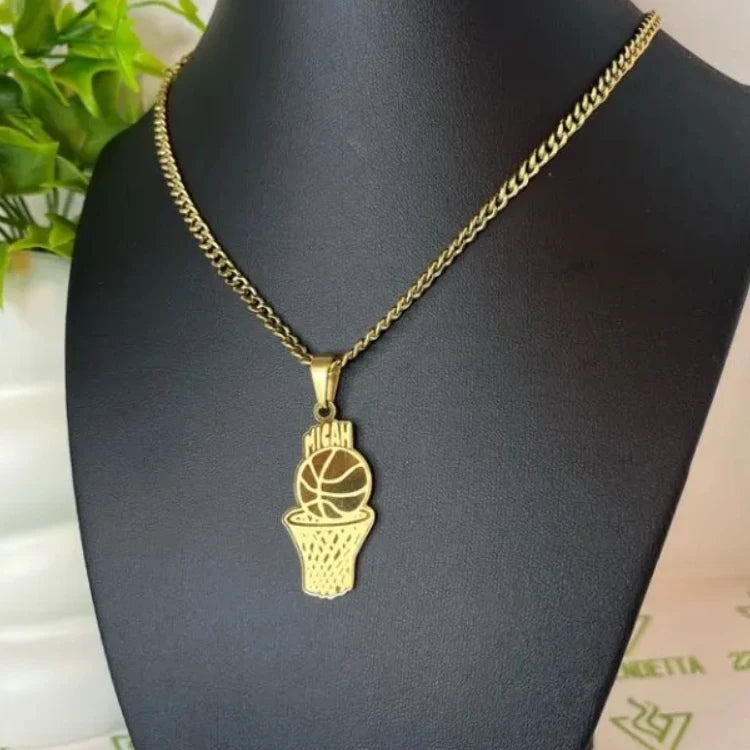 Custom Cuban Chain American Football Name Necklace Men Boy Jewelry Stainless Steel Basketball Nameplate Numbers Necklace Women