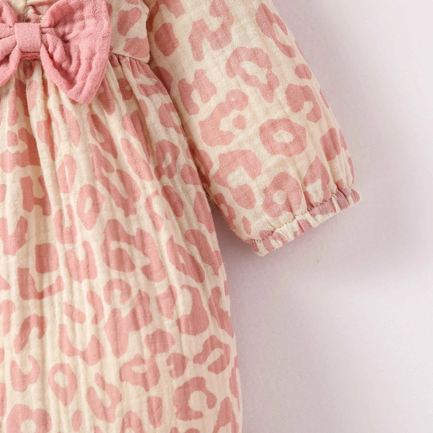 Baby Girls Summer Long Sleeve Printing Love With Bowknot  For Casual Daily Cotton Jumpsuit