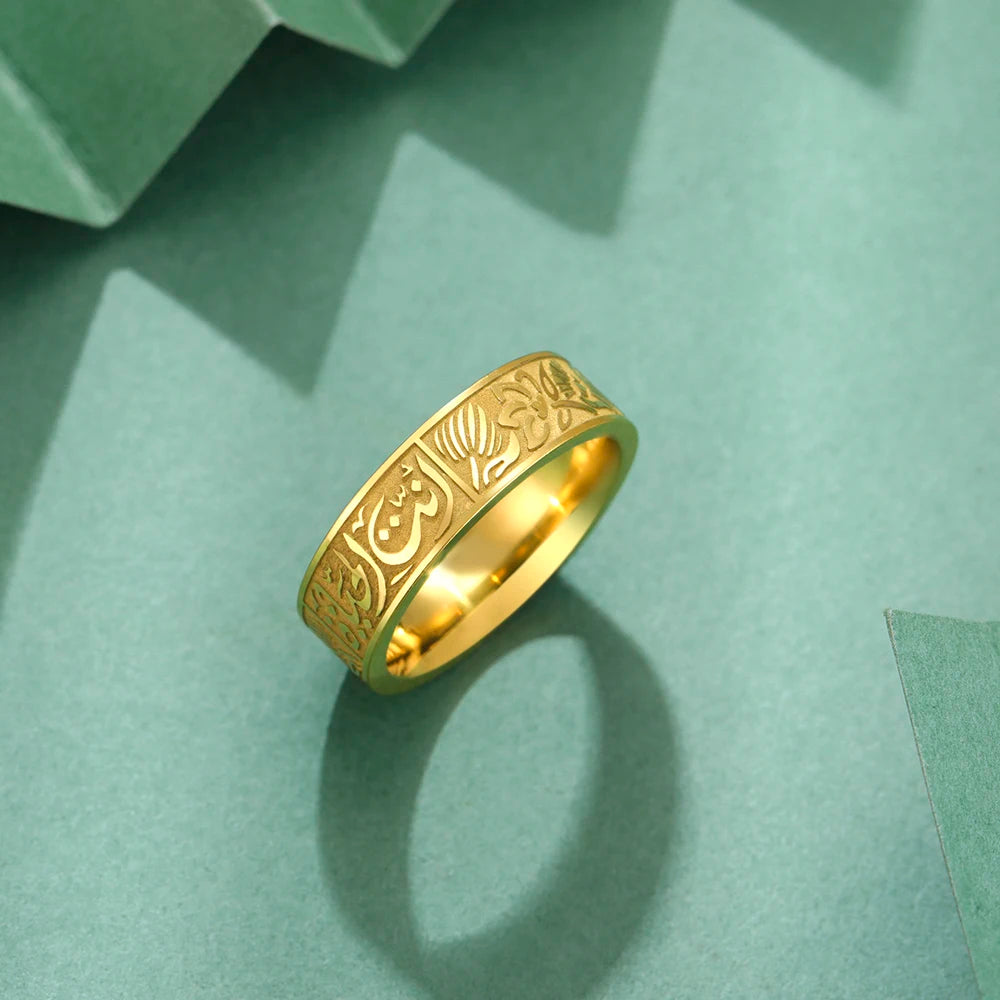 Dawapara Vintage Arabic Calligraphy and Lotus Flower Unisex Ring