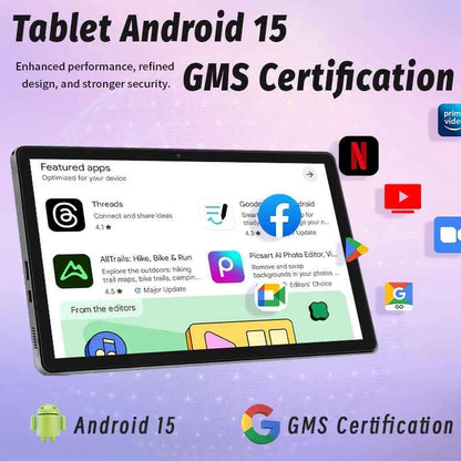 Tablet 10.95 inch Android 15 Tablets, 12GB RAM 128GB ROM 1TB Expand, Octa-core Processor, 1280x800 IPS, 8000mAh Battery (Black)