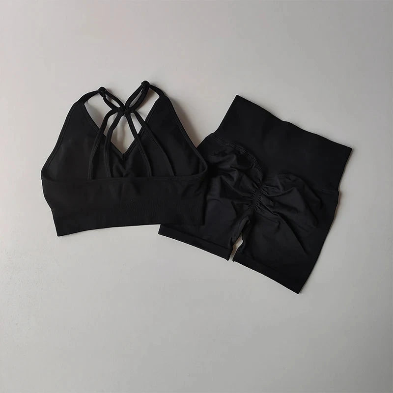 Butt Lifting Fitness Shorts Lifting Set for Women's Elastic Breathable Quick-drying Sports Underwear Beautiful Back Yoga Suit