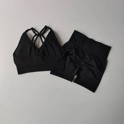 Butt Lifting Fitness Shorts Lifting Set for Women's Elastic Breathable Quick-drying Sports Underwear Beautiful Back Yoga Suit