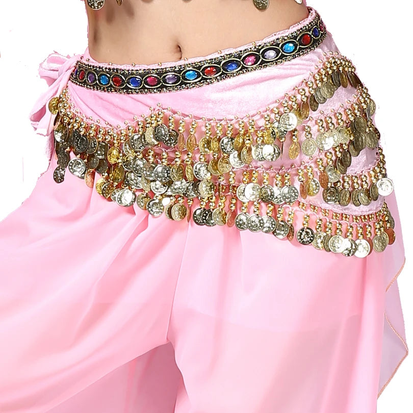 1PC New Style Belly Dance Belt Newest Multi-color Glass Silk Velvet Dancing Belt Scarf Crystal BellyDance Waist Chain Hip Scarf - AMULET RING STORE