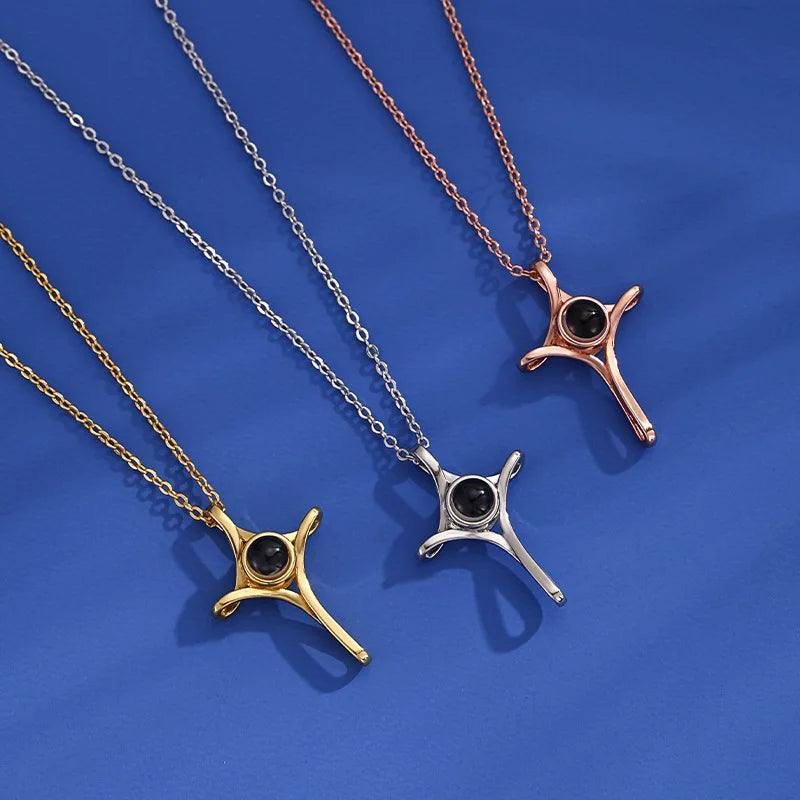 Fashion Projection Necklace Jewelry Personalized Photo Custom Cross Pendant Suitable For Male And Female Couples To Give Gifts - AMULET RING STORE