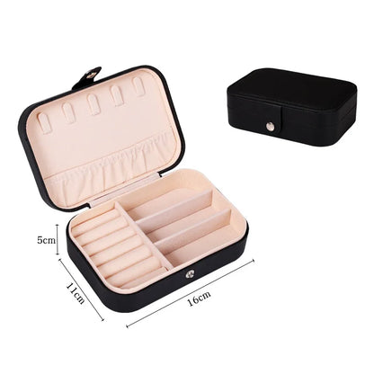 Portable Jewelry Box Jewelry Organizer Display Travel Jewelry Case Boxes Button Leather Storage Zipper Jewelers Joyero - AMULET RING STORE