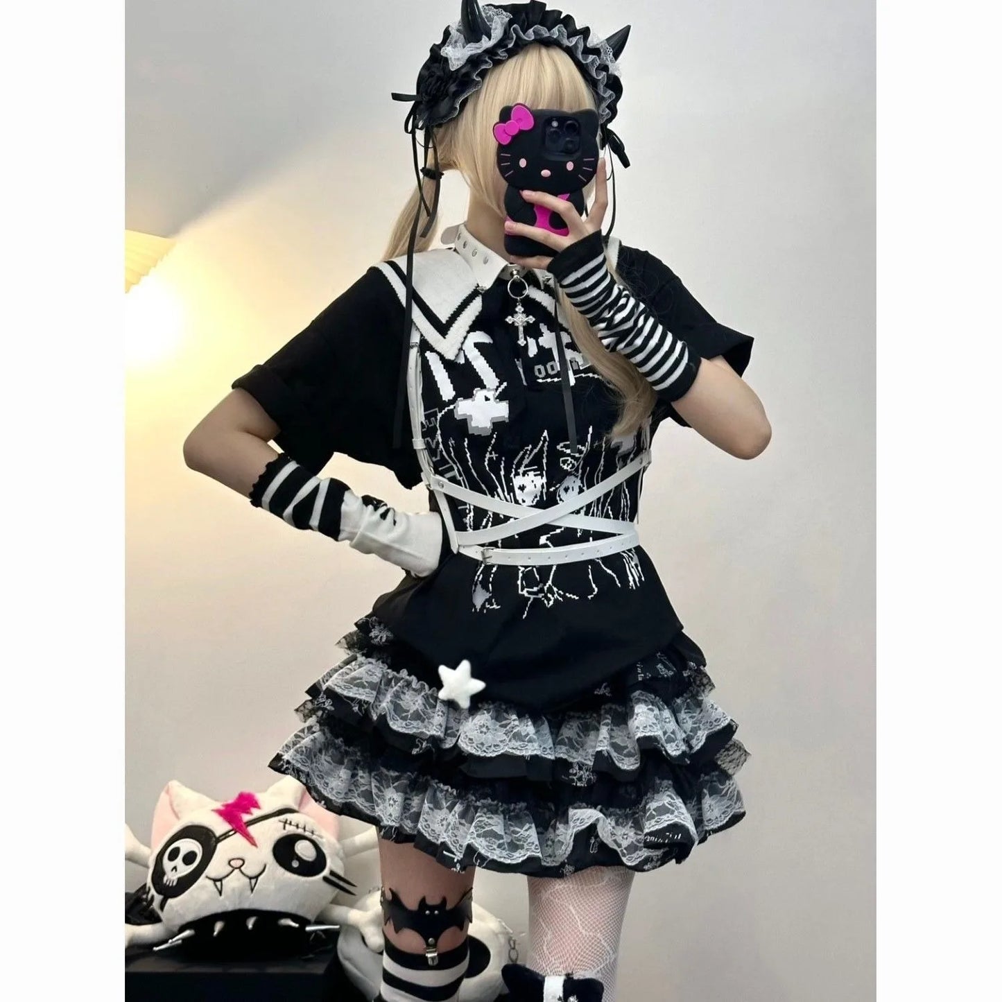New Skirt Subculture Y2k Japanese Miniskirt Black Punk Harajuku Retro Mini Dress Party Skinny Lace Layered Puff A-line Skirts - AMULET RING STORE