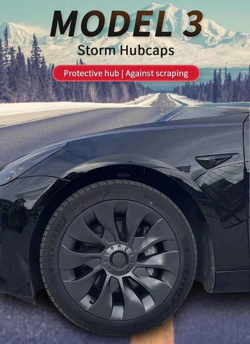 4PCS Hub Cap Performance Replacement Wheel Cap Automobile Full Rim Cover Accessories for Tesla Model 3 18 Inch Hubcap 2018-2023
