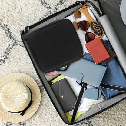 Makeup Organizer with Mirror Light 3 Adjustable Brightness Travel Train Case Cosmetic Bag Portable Storage Partition Waterproof - AMULET RING STORE