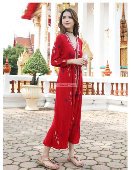 Sari India Women Clothing National Embroidered Dress Cotton Pakistan Style Costume Indian Top Long  Blouse