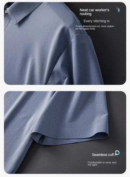 Ice Silk Polo Shirt Short Sleeved Letter Printing T-shirt New 2024 Summer Men's Clothing High-grade  Shirts