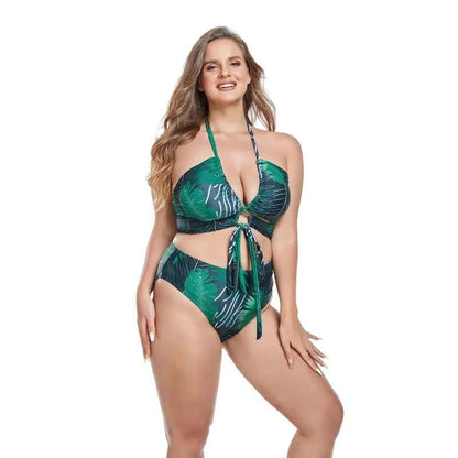 Sexy Women Bikini Sets Plus Size 3 Piece Swimsuits High Waist Pareo Big Bathing Suits Swimwear Padded Ladies Beach Dress