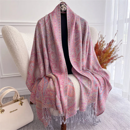 Autumn Bohemian Ethnic Paisley Cashmere Shawls Scarf for Women Warm Jacquard Pashmina Scarves Print Design Lady Foulard Stoles - AMULET RING STORE