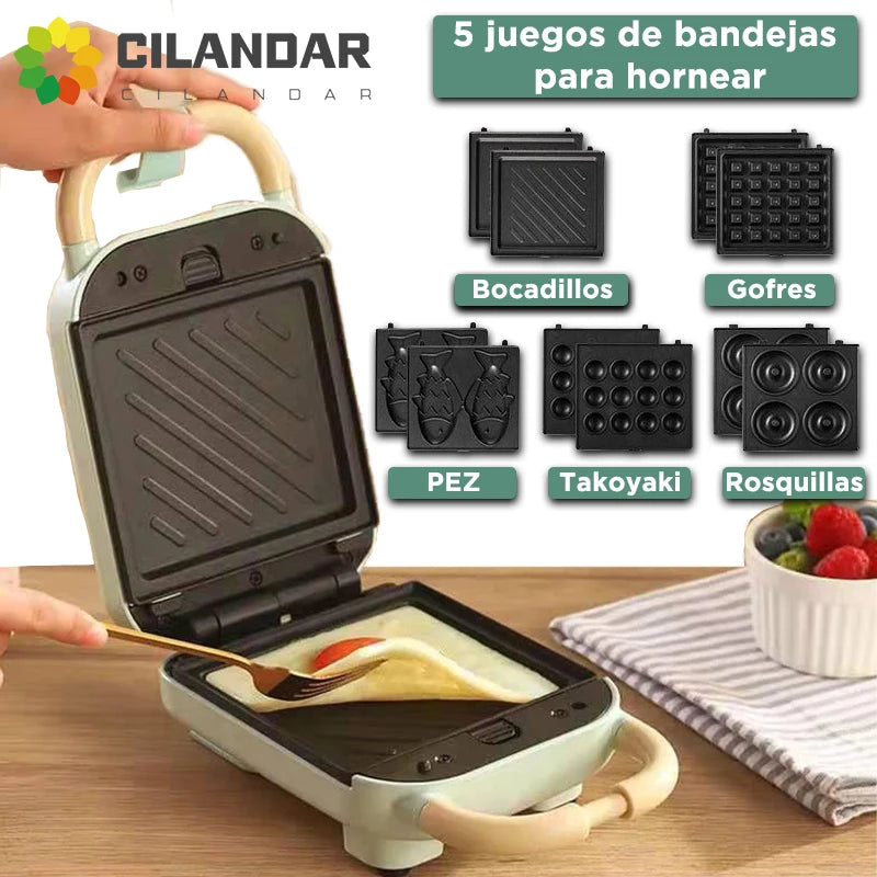 2025 YIDPU Sandwichera 3 en 1 Tostadora eléctrica Waffle Maker Desayuno Pancake Donut Egg Waffle Fish Cake Horno eléctrico - AMULET RING STORE