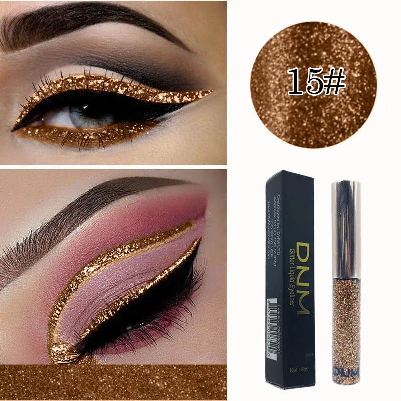 Glitter Eyeliner Vibrant Waterproof Long-Lasting for Flawless Eye Makeup Diamond Shiny Silver Rose Gold Eyeliner Beauty Cosmetic - AMULET RING STORE