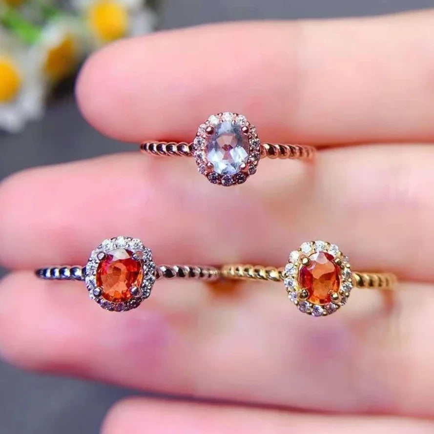 18K Gold Plated 925 Silver Ring - Natural Yellow Sapphire & Aquamarine