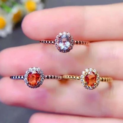 18K Gold Plated 925 Silver Ring - Natural Yellow Sapphire & Aquamarine