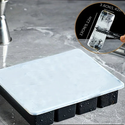 1/4pcs Large Rectangular Ice Cube Mold Set with Lid Stackable Freezer Trays for Bottles Beverages Long Cubes Mould Kitchen Items - AMULET RING STORE