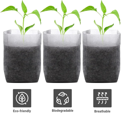 100PCS Breathable Plant Nursery Bags Biodegradable Grow Pots Fabric Seedling Containers Home Gardening Essentials - AMULET RING STORE