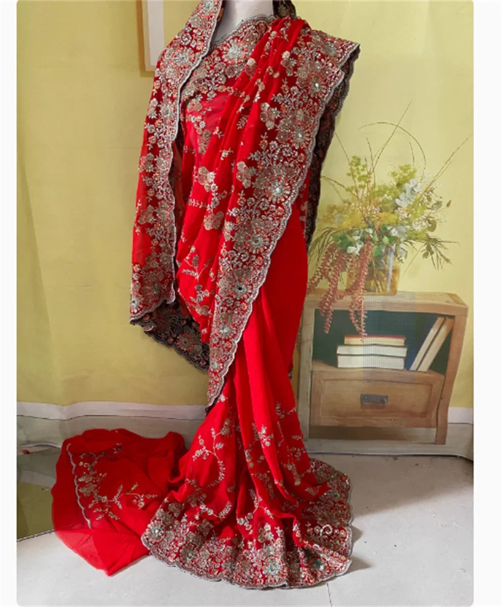 India Sari Nepal Thailand 6-meter Sari costume dress live broadcast featuring Sri Lanka's Grand Sari Lengha