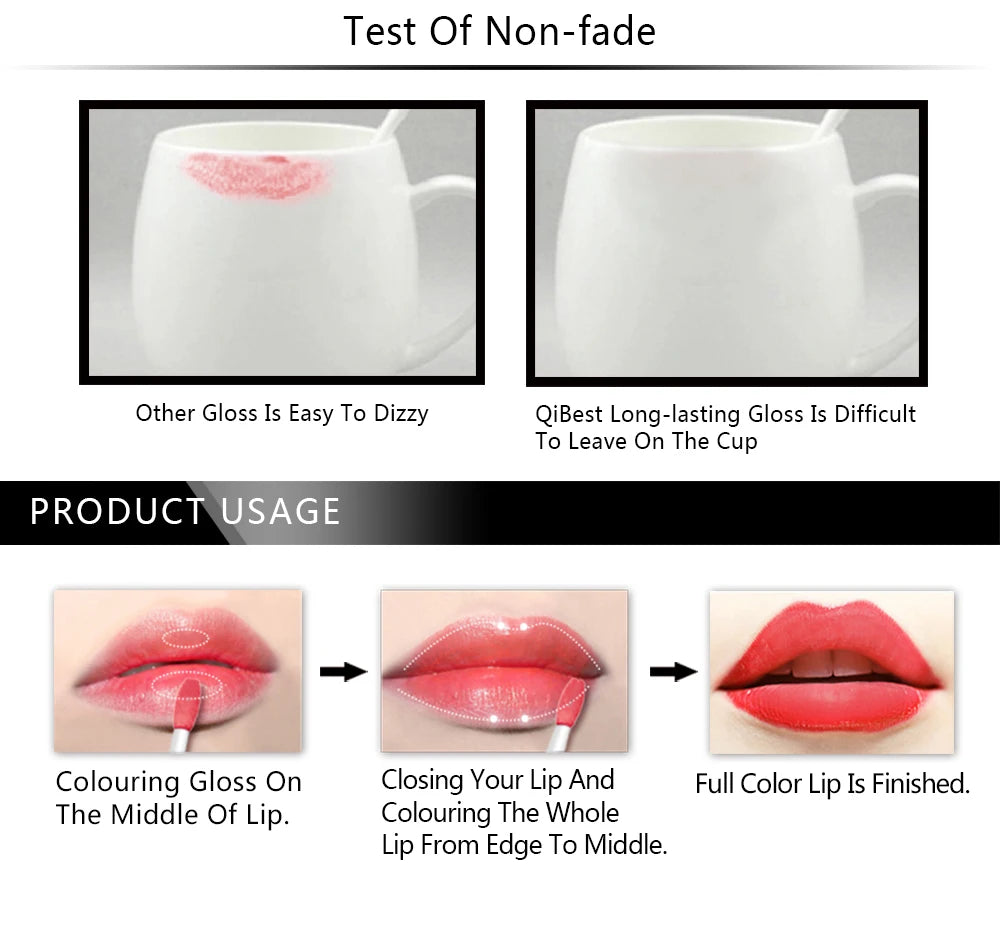 QIBEST Sexy Velvet Matte Lip Gloss Liquid Lipstick Lipgloss Beauty Red Nude Waterproof Long-lasting Lip Stain Makeup For Women - AMULET RING STORE