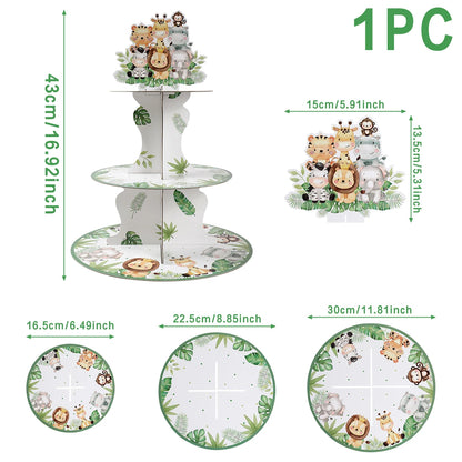 Cake Display Stand Jungle Mermaid Birthday Party Decorations Kids Dessert Holder Cake Tray Butterfly Baby Shower Cupcake Support - AMULET RING STORE