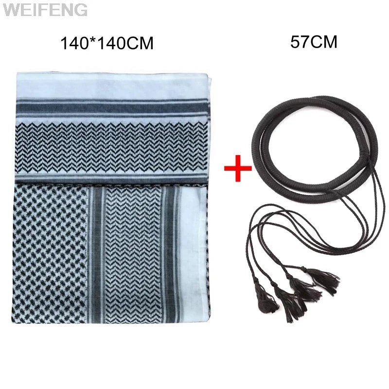 Muslim Shemagh Scarf Traditional Islamic Accessories Headscarf Islamic Neck Wrap Headscarf Windproof Arab Keffiyeh Shemagh Scarf - AMULET RING STORE
