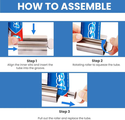 Bathroom Accessories Toothpaste Squeezer Tube Roller Stainless Steel Wringer Roller Rotate Dispenser for Ointments Cosmetics - AMULET RING STORE