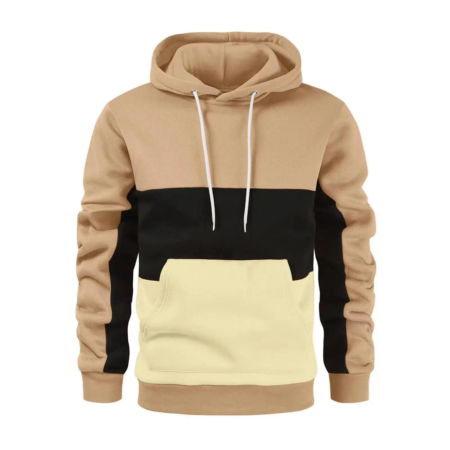 Tops 2023 Korean Style New Men Vertical Bar Color Matching Sweatshirts Casual Streetwear Loose Drawstring Hoodies S-5XL