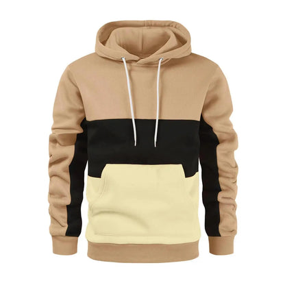 Tops 2023 Korean Style New Men Vertical Bar Color Matching Sweatshirts Casual Streetwear Loose Drawstring Hoodies S-5XL