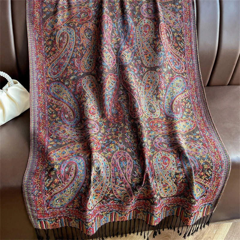 Elegant Ethnic Autumn Cashmere Shawl for Women Jacquard Pashmina Scarves Bufandas De Invierno Mujer Female Foulard Stoles Scarf - AMULET RING STORE